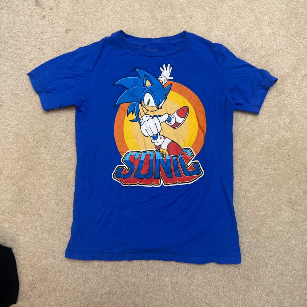 Sonic the Hedgehog Blue Graphic T-Shirt Sega Kids Boy's Size XL